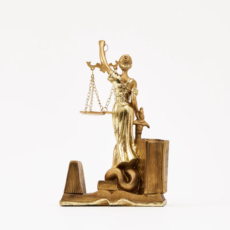 Desktop Card Holder Pen Holder Compartment Justice Scale Sculpture