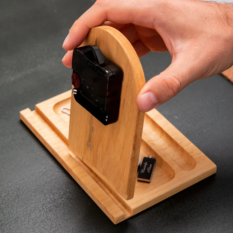 Personalised Wooden Desk Organiser with Clock for Adults and Teens