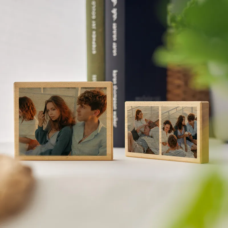 Desktop Wooden Photo Block Set 2 pcs