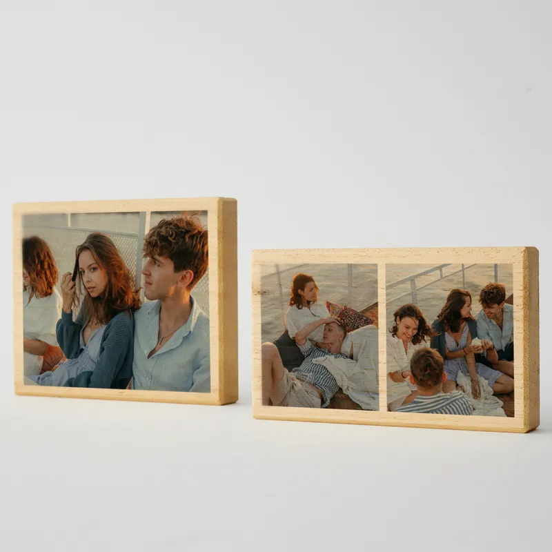 Desktop Wooden Photo Block Set 2 pcs