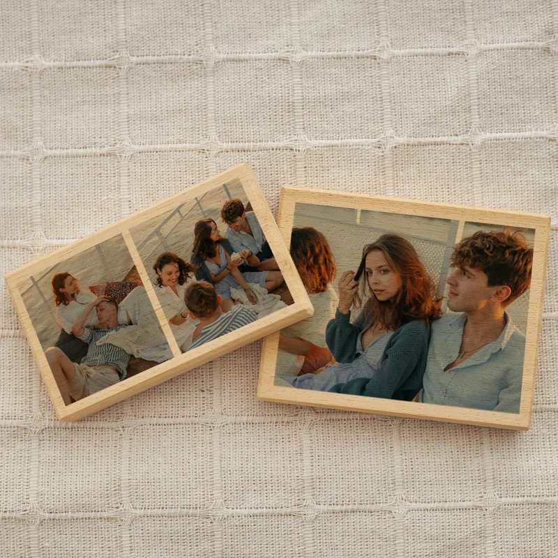 Desktop Wooden Photo Block Set 2 pcs