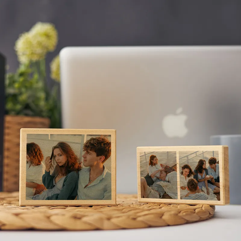 Desktop Wooden Photo Block Set 2 pcs