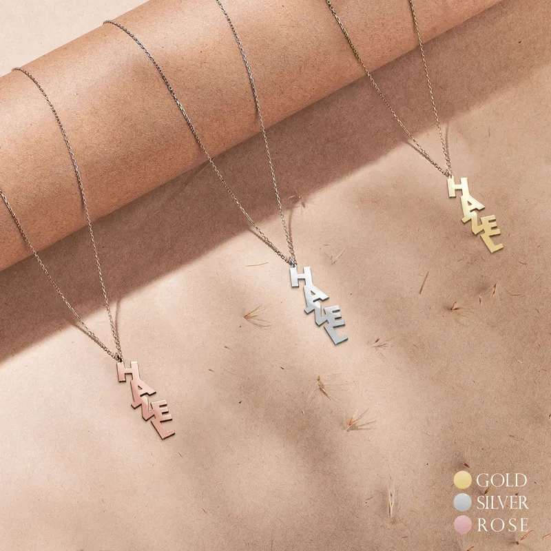 Dispersed Style Silver Name Necklace