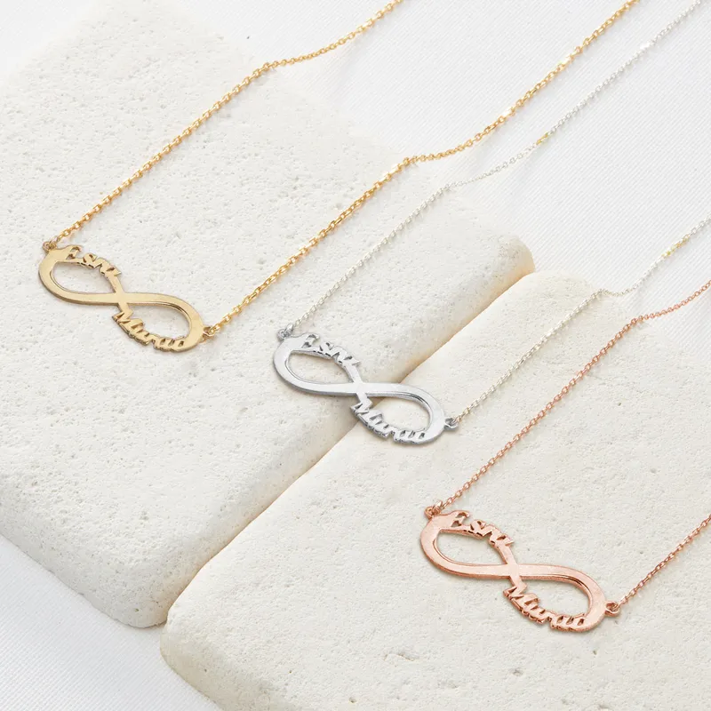 Double Sided Silver Personalized Name Necklace Gift for Her