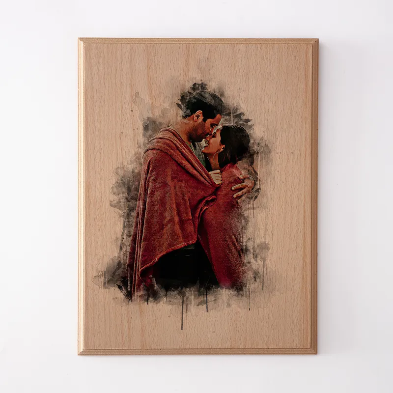 Personalised Wooden Love Portrait for Couples