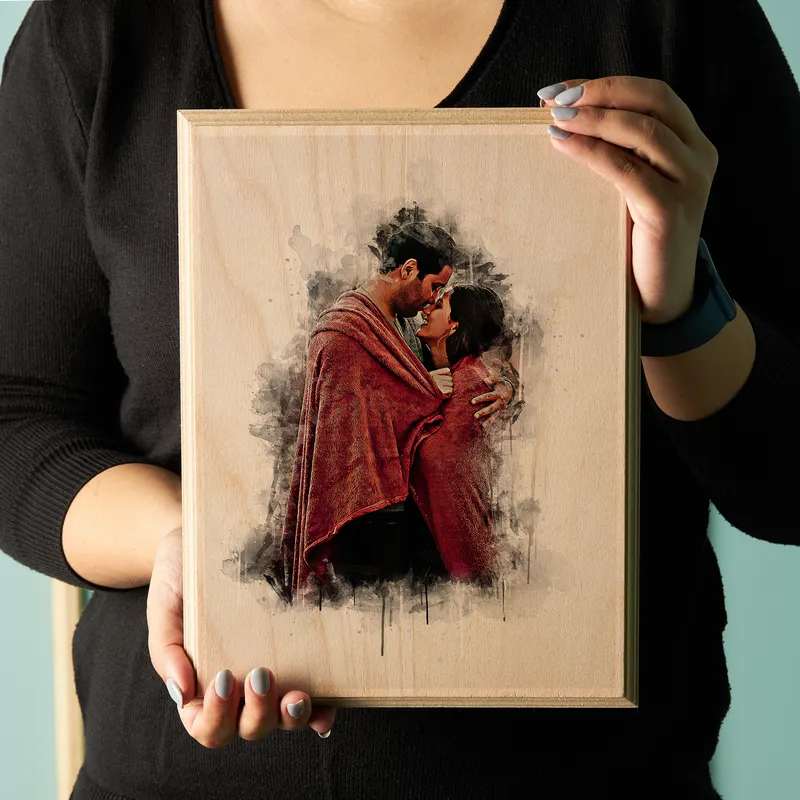 Personalised Wooden Love Portrait for Couples