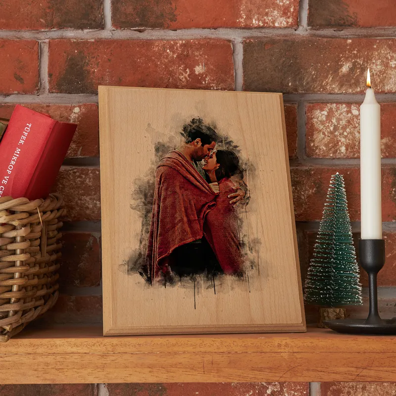 Personalised Wooden Love Portrait for Couples
