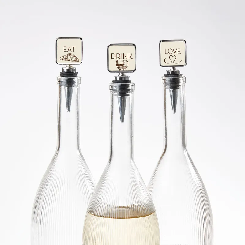 Eat, Drink, Love Wine Bottle Stopper Set