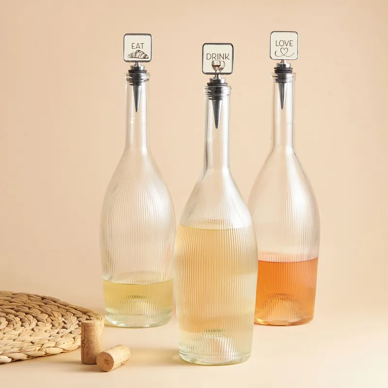 Eat, Drink, Love Wine Bottle Stopper Set