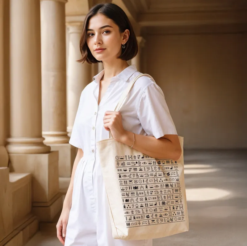 Egyptian Hieroglyph Icons Canvas and Makeup Bag Set