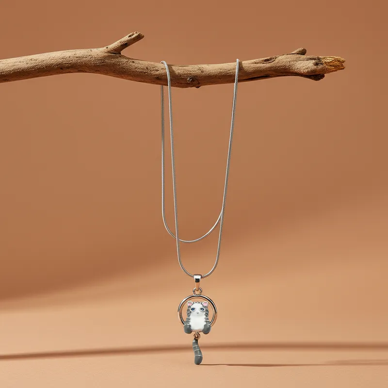 Elegant Cat Themed Necklace for Women