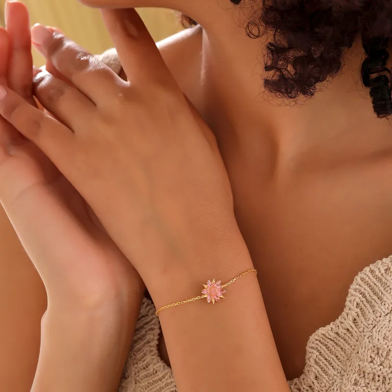 Elegant Gold Plated Lotus Flower Bracelet