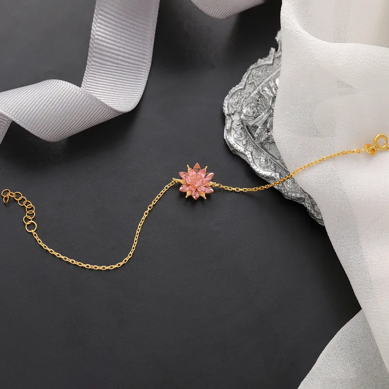 Elegant Gold Plated Lotus Flower Bracelet