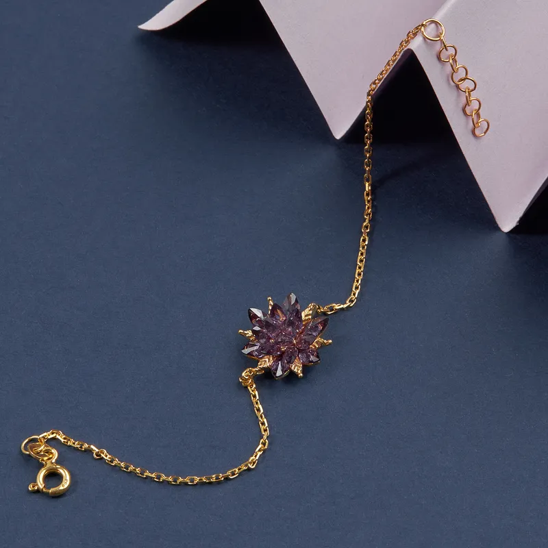 Elegant Gold Plated Lotus Flower Bracelet