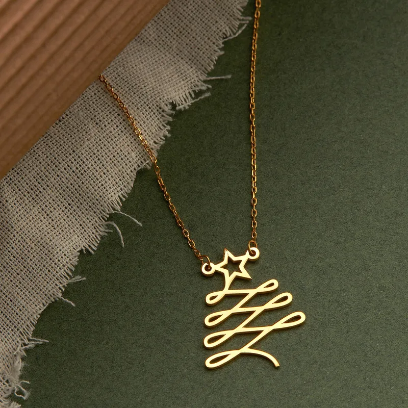 Elegant Silver Christmas Tree Pendant Necklace for Women