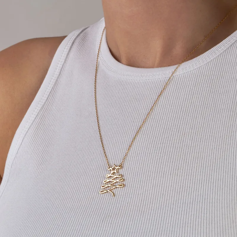 Elegant Silver Christmas Tree Pendant Necklace for Women