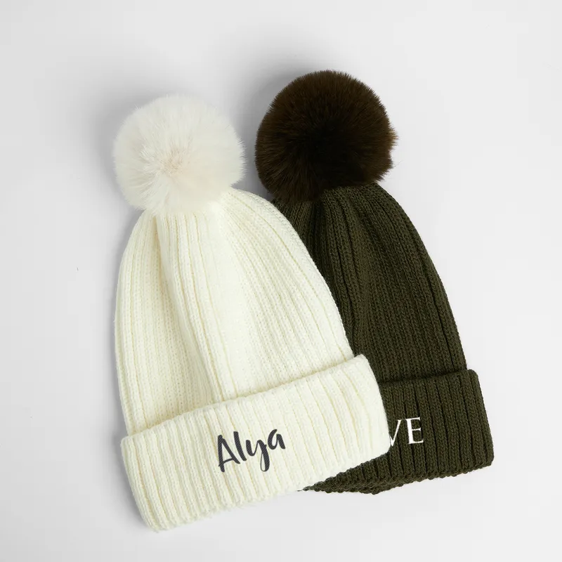 Personalised Pom Pom Beanie for Women