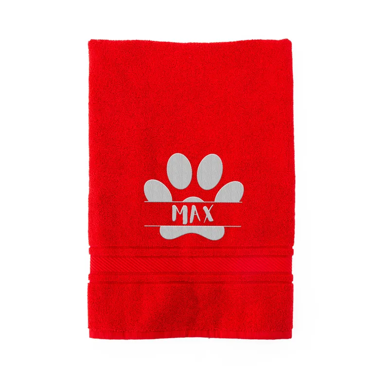 Embroidered Paw Design Personalized Pet Towel with Name