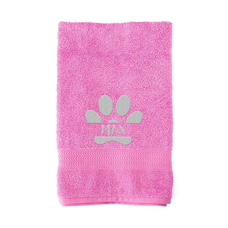 Embroidered Paw Design Personalized Pet Towel with Name