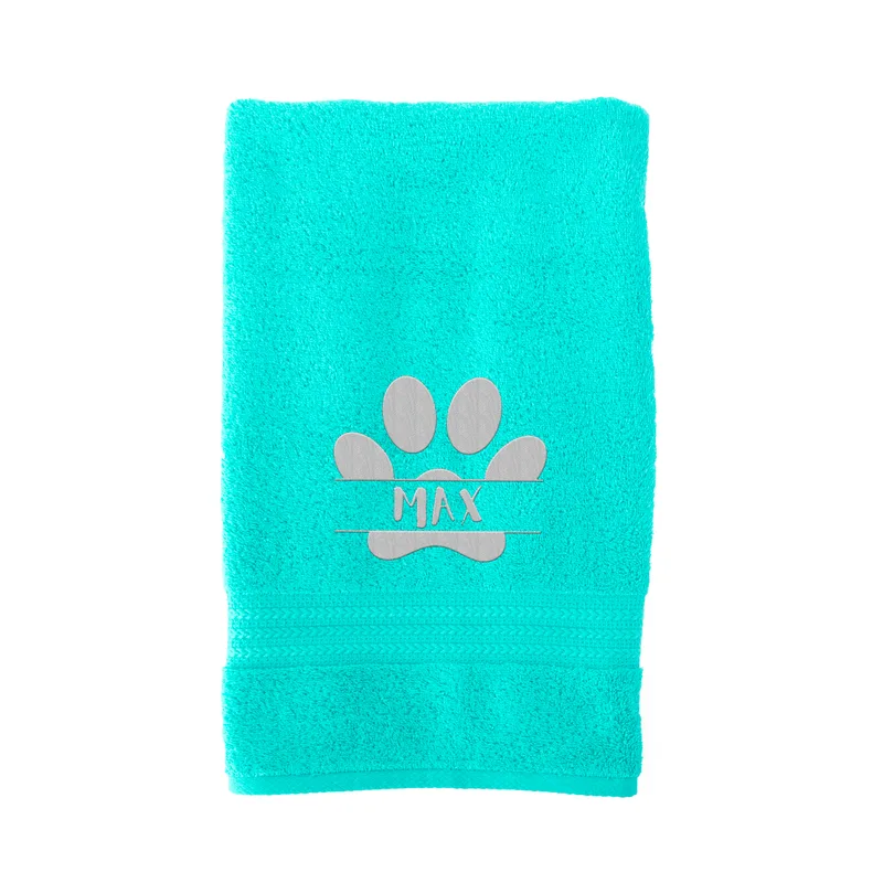 Embroidered Paw Design Personalized Pet Towel with Name