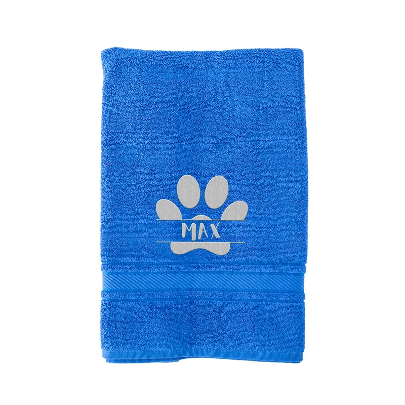 Embroidered Paw Design Personalized Pet Towel with Name