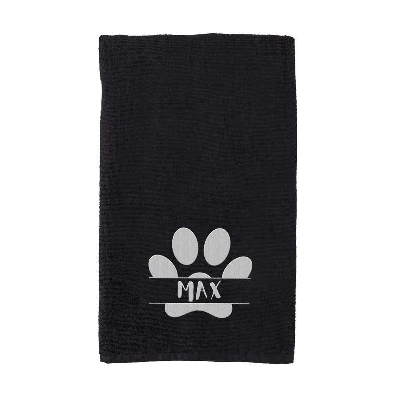 Embroidered Paw Design Personalized Pet Towel with Name