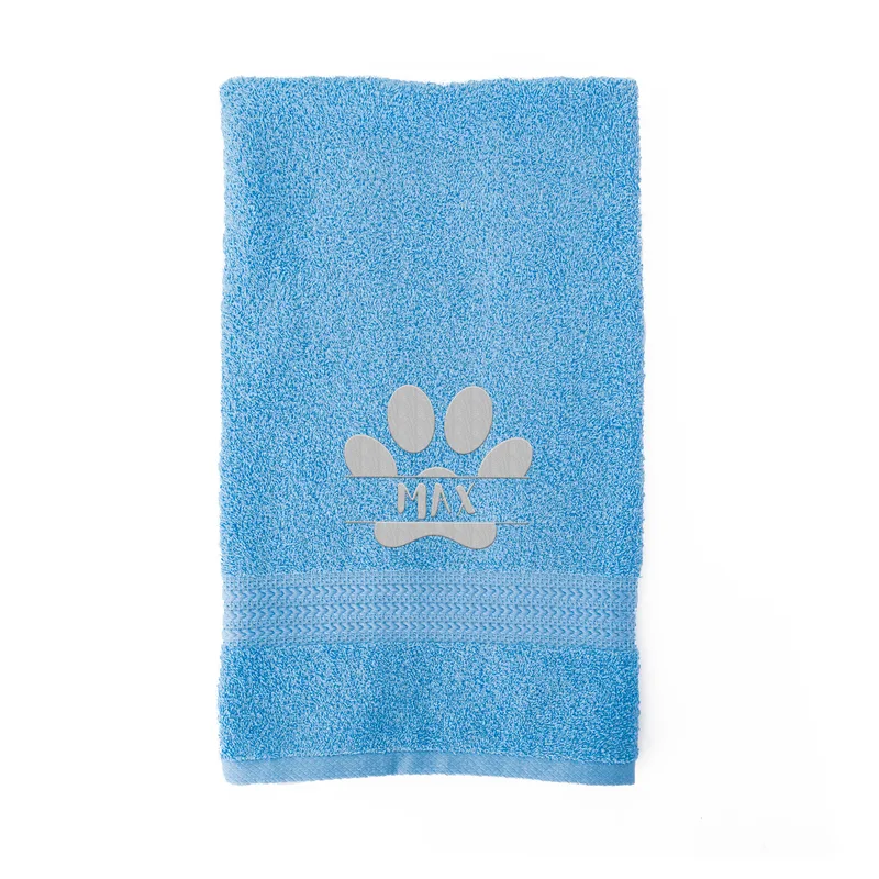 Embroidered Paw Design Personalized Pet Towel with Name