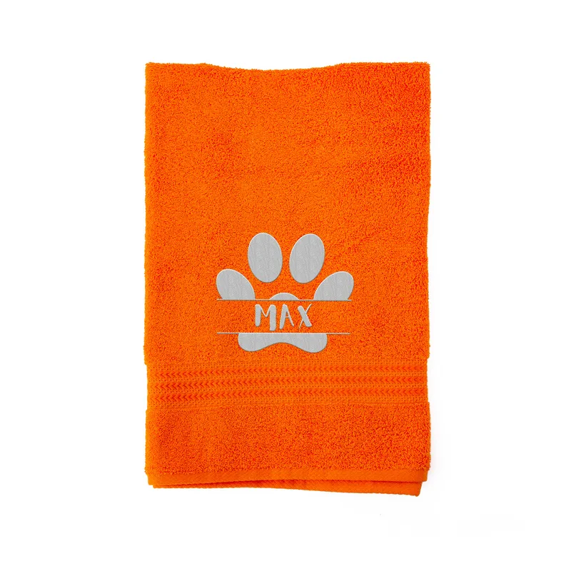 Embroidered Paw Design Personalized Pet Towel with Name
