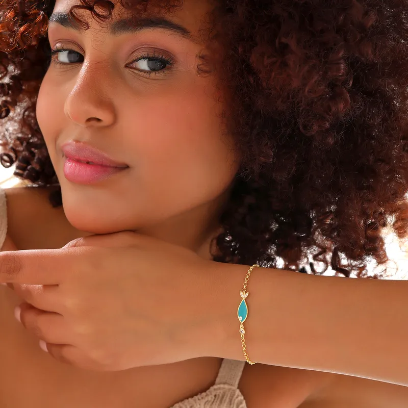 Enameled Fish Gold Plated Bracelet