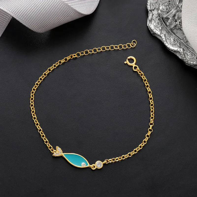 Enameled Fish Gold Plated Bracelet