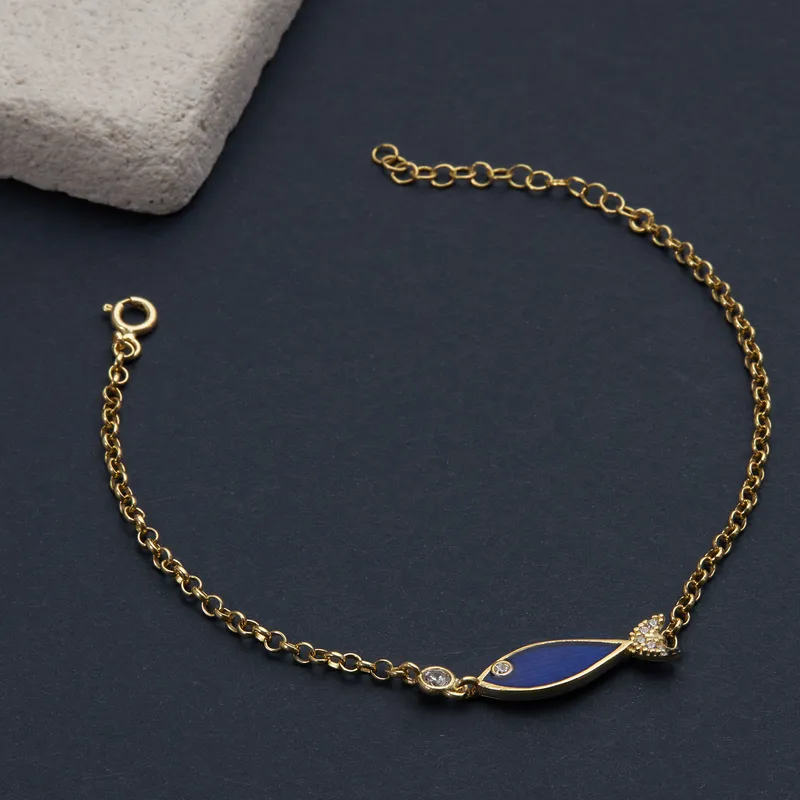 Enameled Fish Gold Plated Bracelet