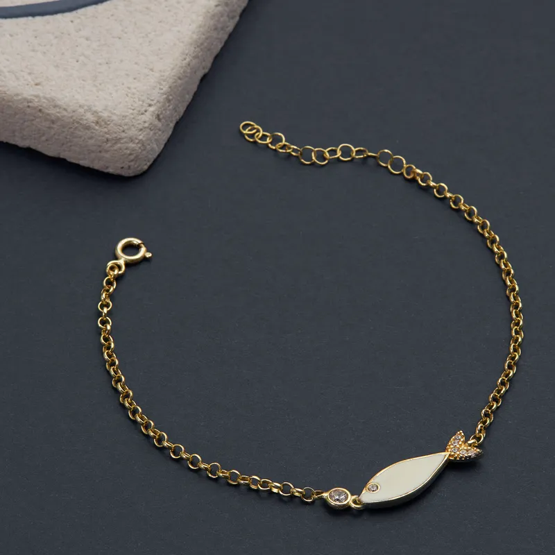 Enameled Fish Gold Plated Bracelet