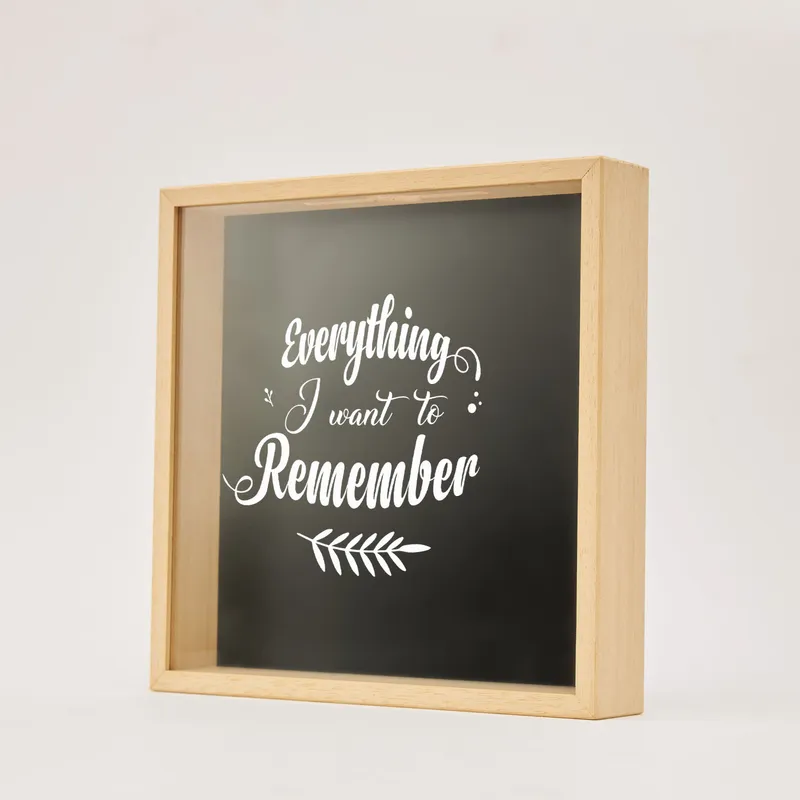 Wooden Memory Photo Box as Gift for Her with Everything I Want Remember Motto
