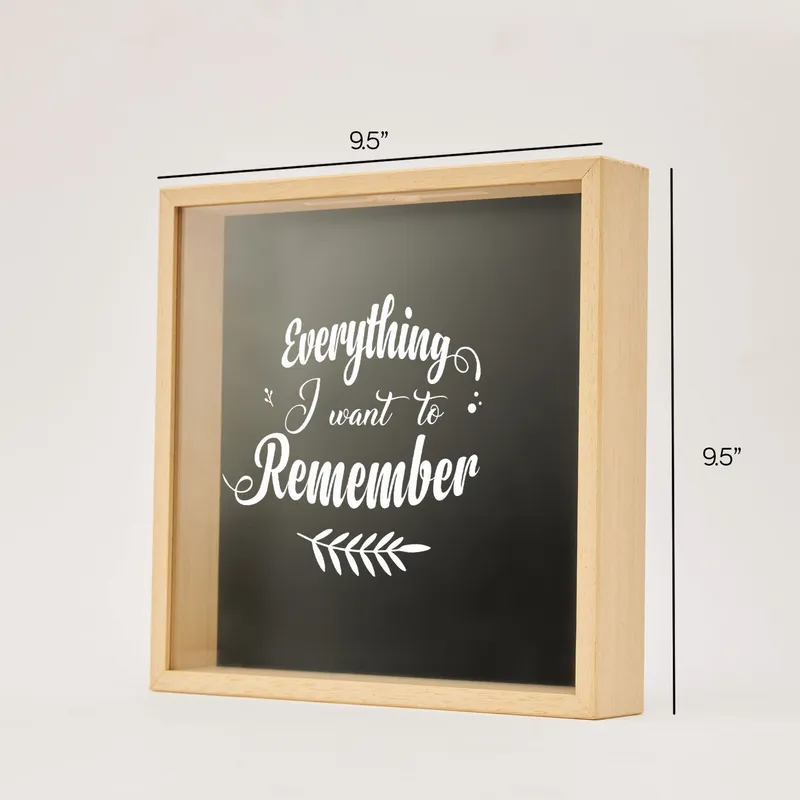 Wooden Memory Photo Box as Gift for Her with Everything I Want Remember Motto