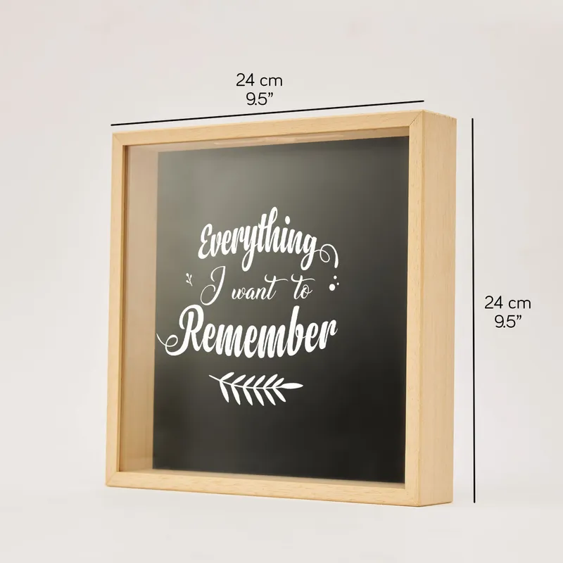 Wooden Memory Photo Box as Gift for Her with Everything I Want Remember Motto