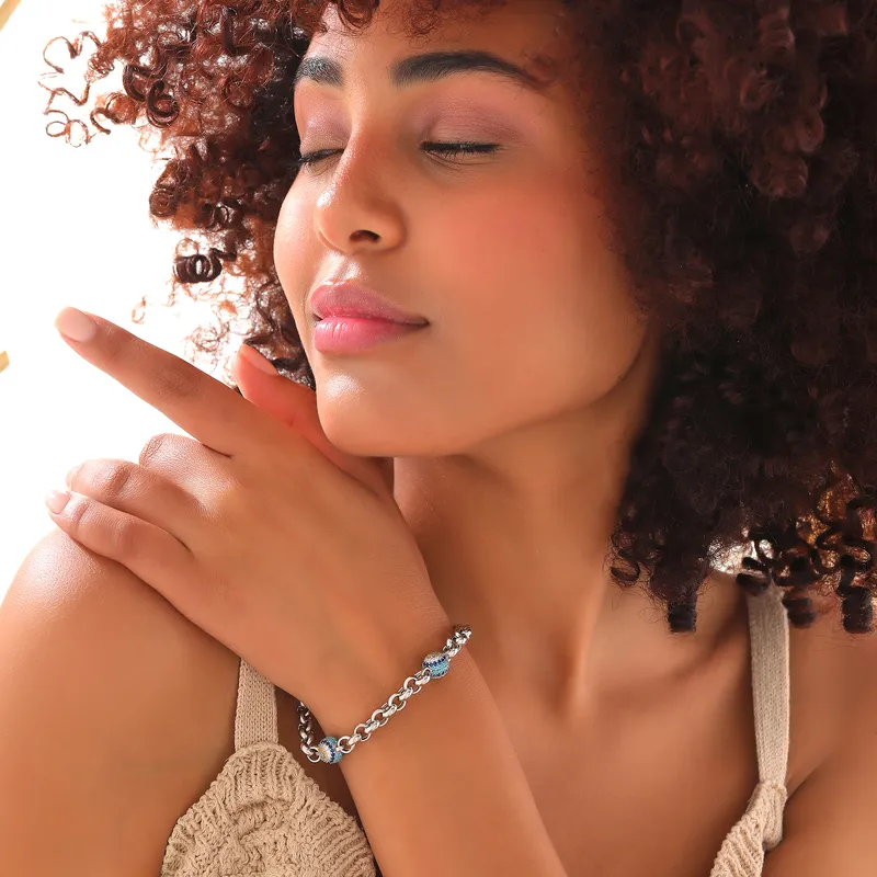 Evil Eye Beaded Dodge Chain Gold Plated Bracelet