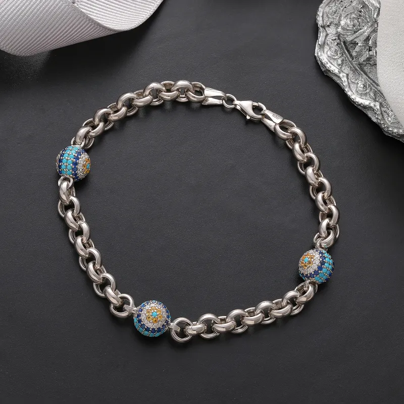 Evil Eye Beaded Dodge Chain Gold Plated Bracelet