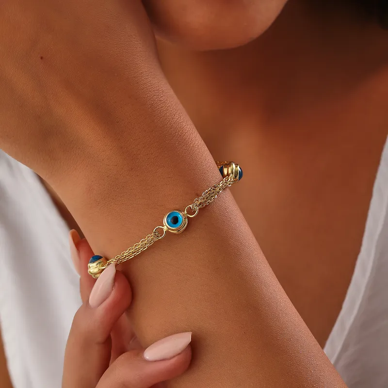 Evil Eye Charm Silver Bracelet