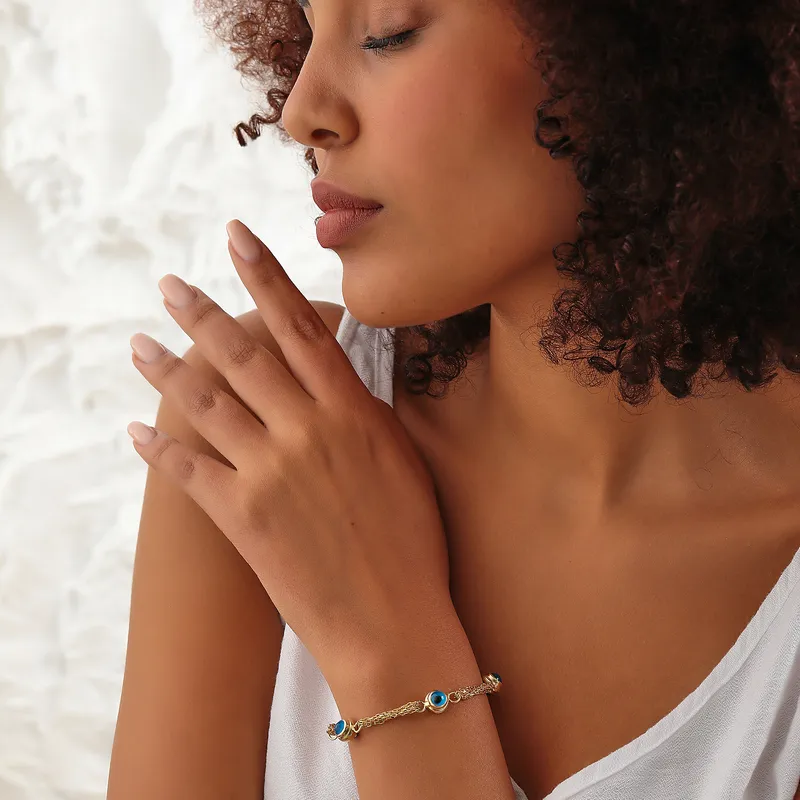 Evil Eye Charm Silver Bracelet