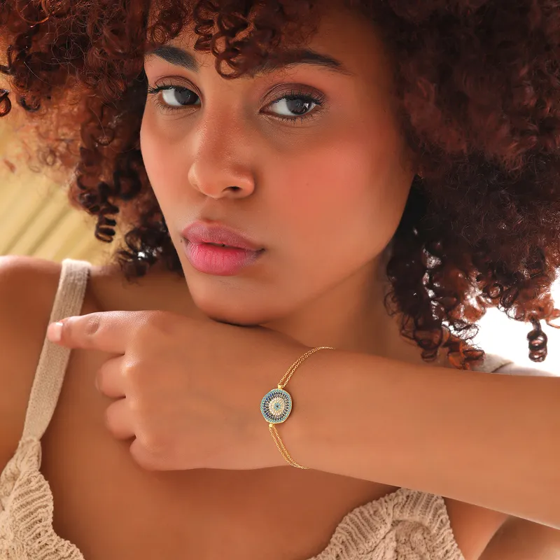 Evil Eye Themed Gold Plated Bracelet