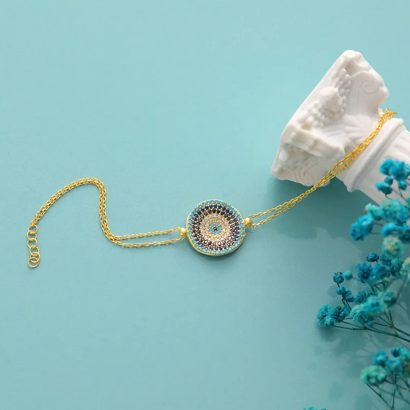 Evil Eye Themed Gold Plated Bracelet