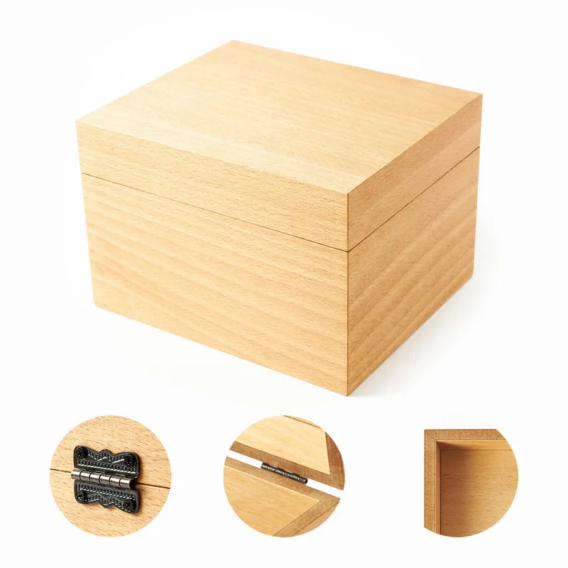 Extra Large Beechwood Keepsake Box with Hinged Lid for Collectibles