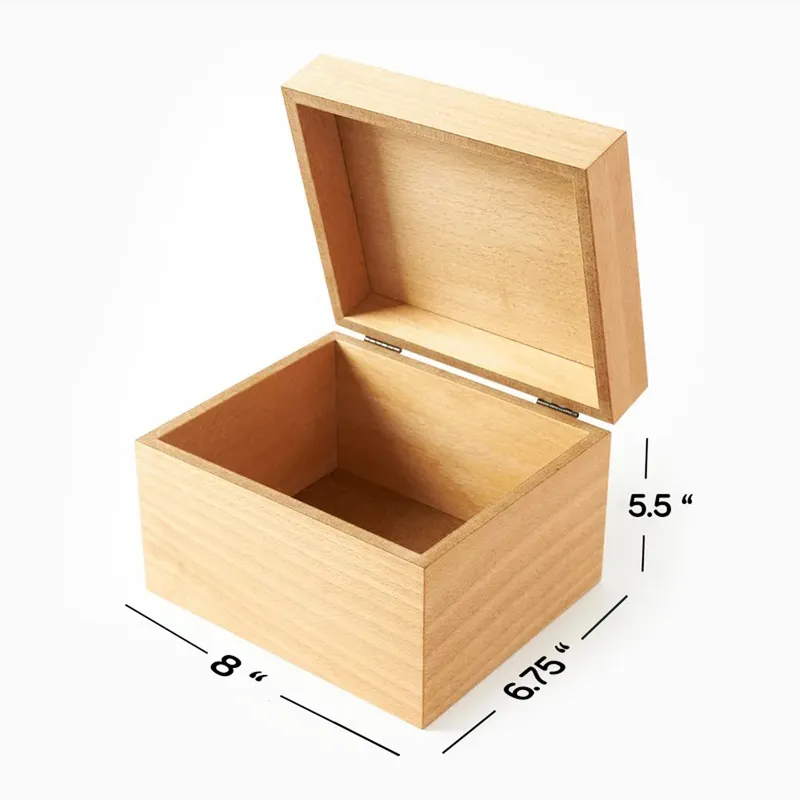 Extra Large Beechwood Keepsake Box with Hinged Lid for Collectibles