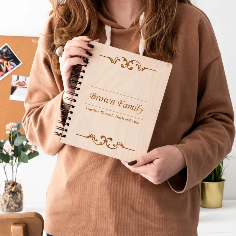 Family Album with Wooden Cover