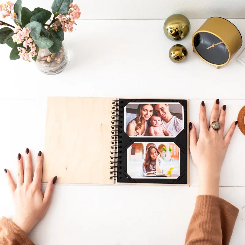 Family Album with Wooden Cover