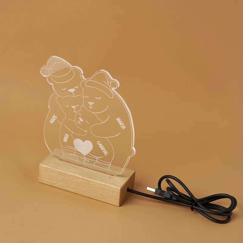 Family Bond Bear Personalized LED Night Light Gift