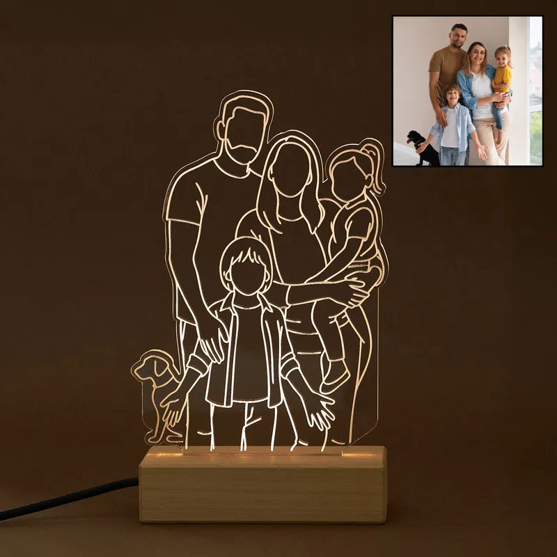 Family Line Art LED Lamp Gift