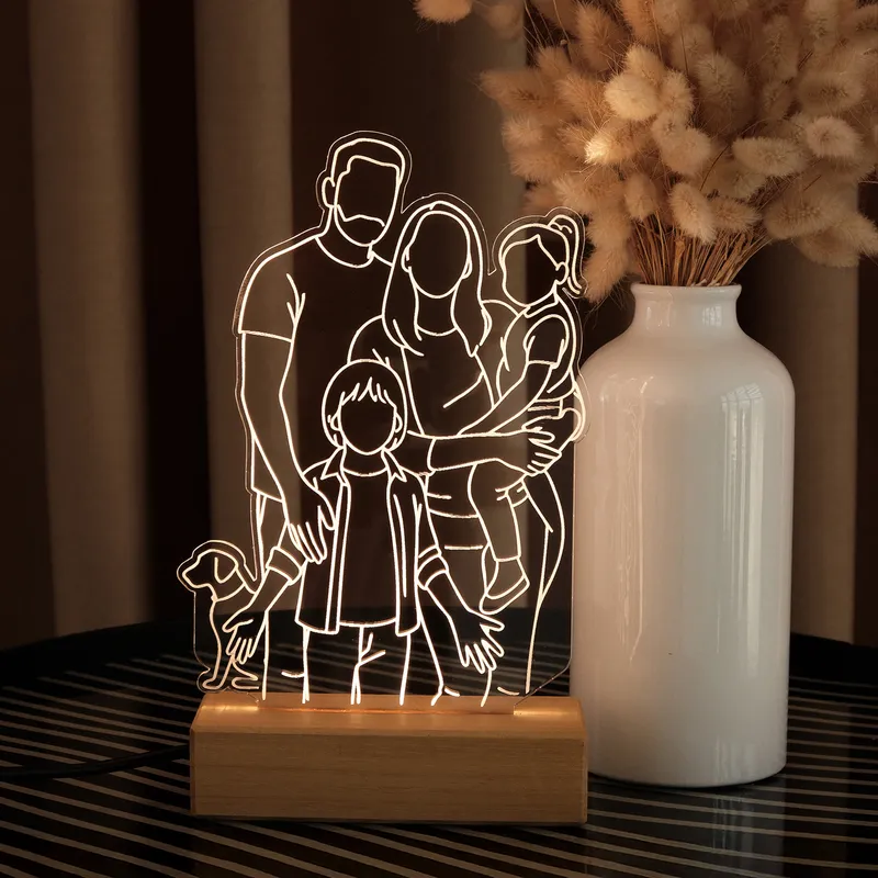 Family Line Art LED Lamp Gift