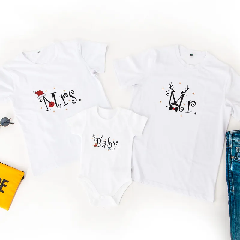 Family New Year's Matching Shirt Set for Mom, Dad & Baby