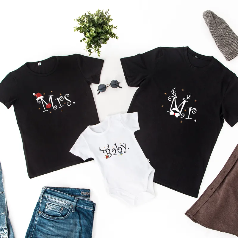 Family New Year's Matching Shirt Set for Mom, Dad & Baby